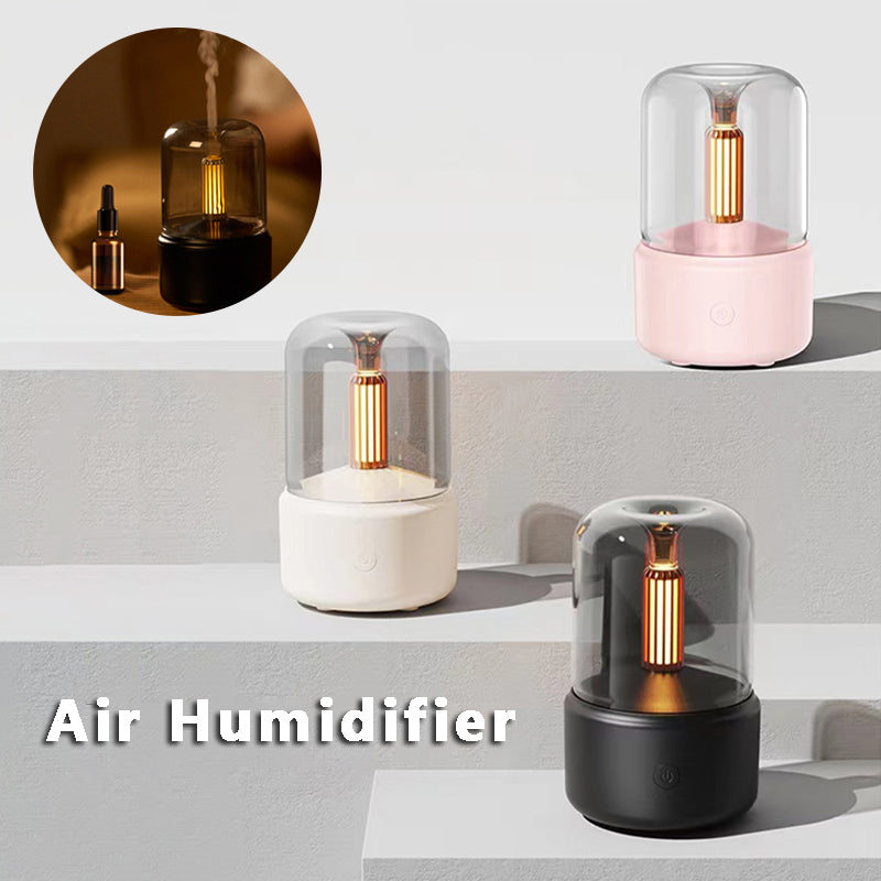 Atmosphere Light Humidifier Candlelight Aroma Diffuser Portable 120Ml Electric USB Air Humidifier Cool Mist Maker Fogger 8-12 Hours with LED Night Light