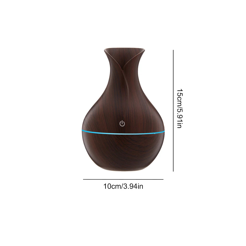 Wood Grain Vase 200Ml Air Humidifier Essential Oil Diffuser Cool Mist Humidifier Aromatherapy Diffuser for Home Office Bedroom