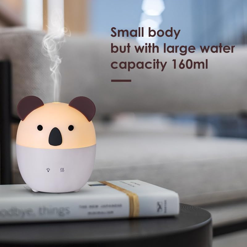 Koala USB Diffuser, 160Ml Cute Portable Travel Diffuser for Essential Oils, Mini Cool Mist Humidifier for Kids Children Home Bedroom