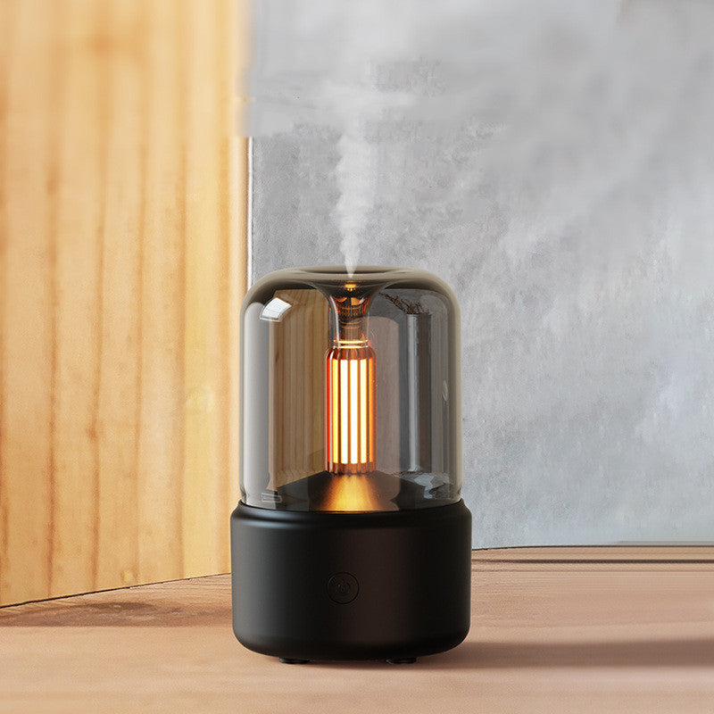 Atmosphere Light Humidifier Candlelight Aroma Diffuser Portable 120Ml Electric USB Air Humidifier Cool Mist Maker Fogger 8-12 Hours with LED Night Light