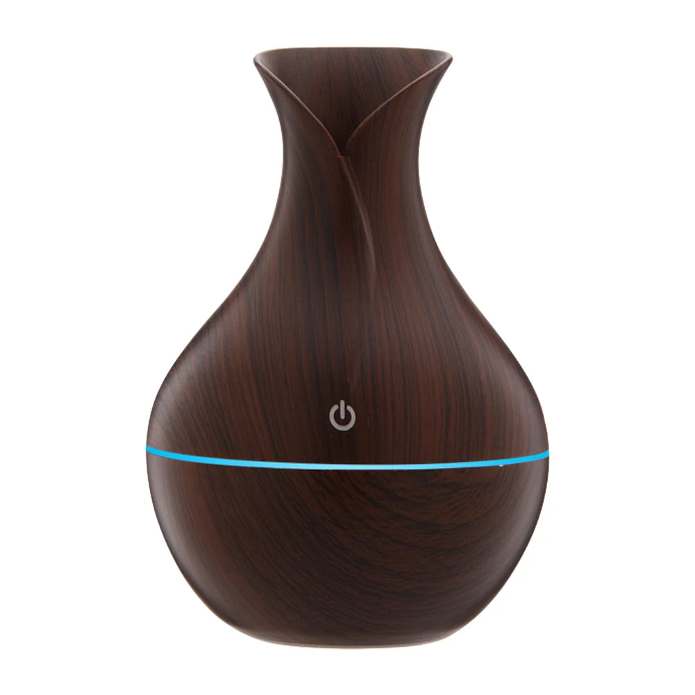 Wood Grain Vase 200Ml Air Humidifier Essential Oil Diffuser Cool Mist Humidifier Aromatherapy Diffuser for Home Office Bedroom
