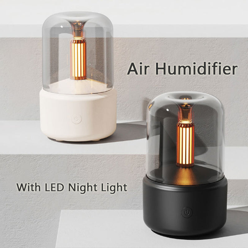 Atmosphere Light Humidifier Candlelight Aroma Diffuser Portable 120Ml Electric USB Air Humidifier Cool Mist Maker Fogger 8-12 Hours with LED Night Light