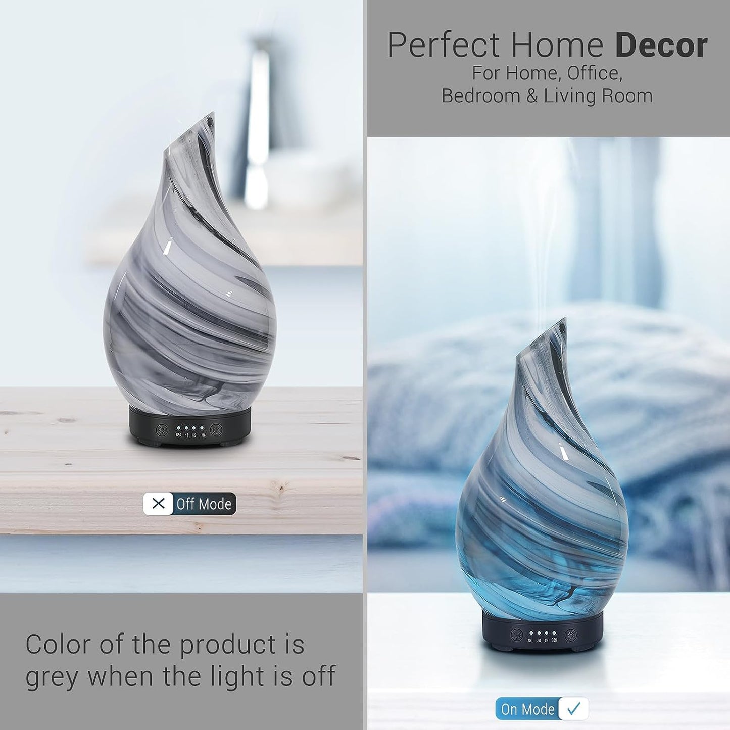 Essential Oil Diffuser 120ML Aroma Ultrasonic Humidifier Night Lights with Handmade Glass