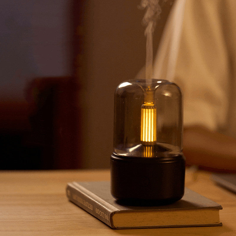Atmosphere Light Humidifier Candlelight Aroma Diffuser Portable 120Ml Electric USB Air Humidifier Cool Mist Maker Fogger 8-12 Hours with LED Night Light