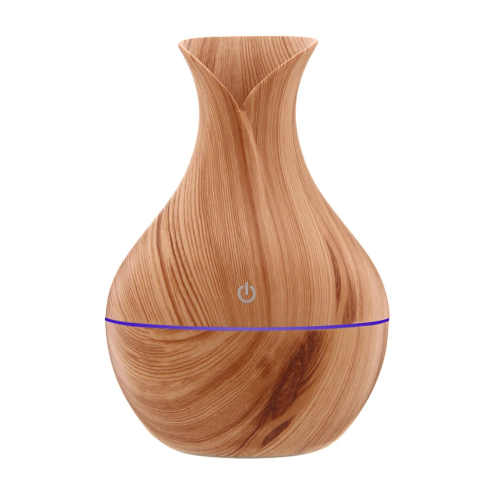 Wood Grain Vase 200Ml Air Humidifier Essential Oil Diffuser Cool Mist Humidifier Aromatherapy Diffuser for Home Office Bedroom