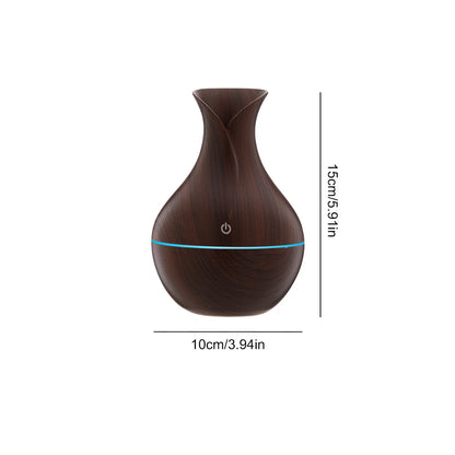 Wood Grain Vase 200Ml Air Humidifier Essential Oil Diffuser Cool Mist Humidifier Aromatherapy Diffuser for Home Office Bedroom