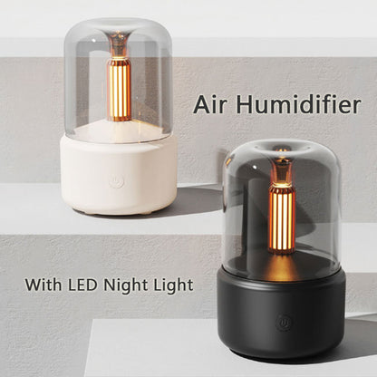 Atmosphere Light Humidifier Candlelight Aroma Diffuser Portable 120Ml Electric USB Air Humidifier Cool Mist Maker Fogger 8-12 Hours with LED Night Light