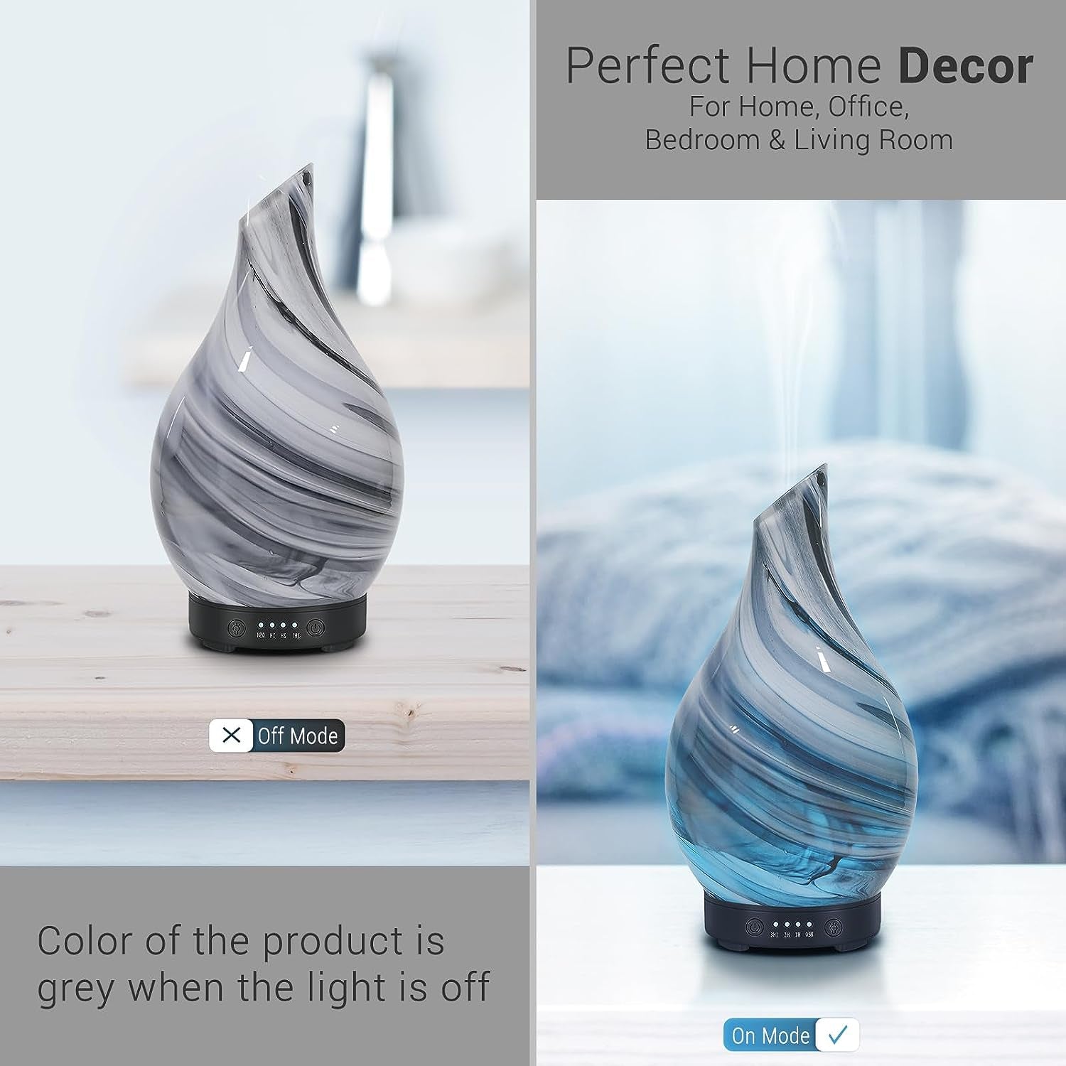 Essential Oil Diffuser 120ML Aroma Ultrasonic Humidifier Night Lights with Handmade Glass
