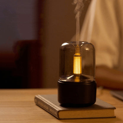 Atmosphere Light Humidifier Candlelight Aroma Diffuser Portable 120Ml Electric USB Air Humidifier Cool Mist Maker Fogger 8-12 Hours with LED Night Light