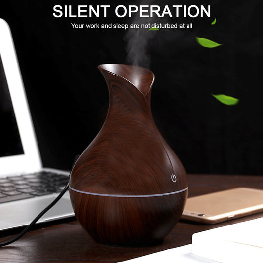 Wood Grain Vase 200Ml Air Humidifier Essential Oil Diffuser Cool Mist Humidifier Aromatherapy Diffuser for Home Office Bedroom
