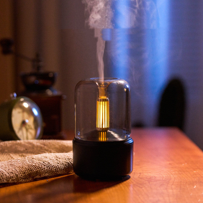 Atmosphere Light Humidifier Candlelight Aroma Diffuser Portable 120Ml Electric USB Air Humidifier Cool Mist Maker Fogger 8-12 Hours with LED Night Light