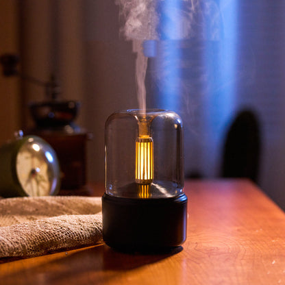 Atmosphere Light Humidifier Candlelight Aroma Diffuser Portable 120Ml Electric USB Air Humidifier Cool Mist Maker Fogger 8-12 Hours with LED Night Light